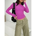 thumbnail image 2 of Womens Long Sleeve Shirts Basic Spring Crop Tops Fall Fashion Layering Slim Fitted Tops, 2 of 3