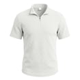 thumbnail image 2 of LEKWK Collared Shirts for Men Short Sleeve Quarter Zip Waffle Knit Golf Top Casual Lightweight Breathable Athletic Shirt for Tennis Business Work Summer Wear, 2 of 8