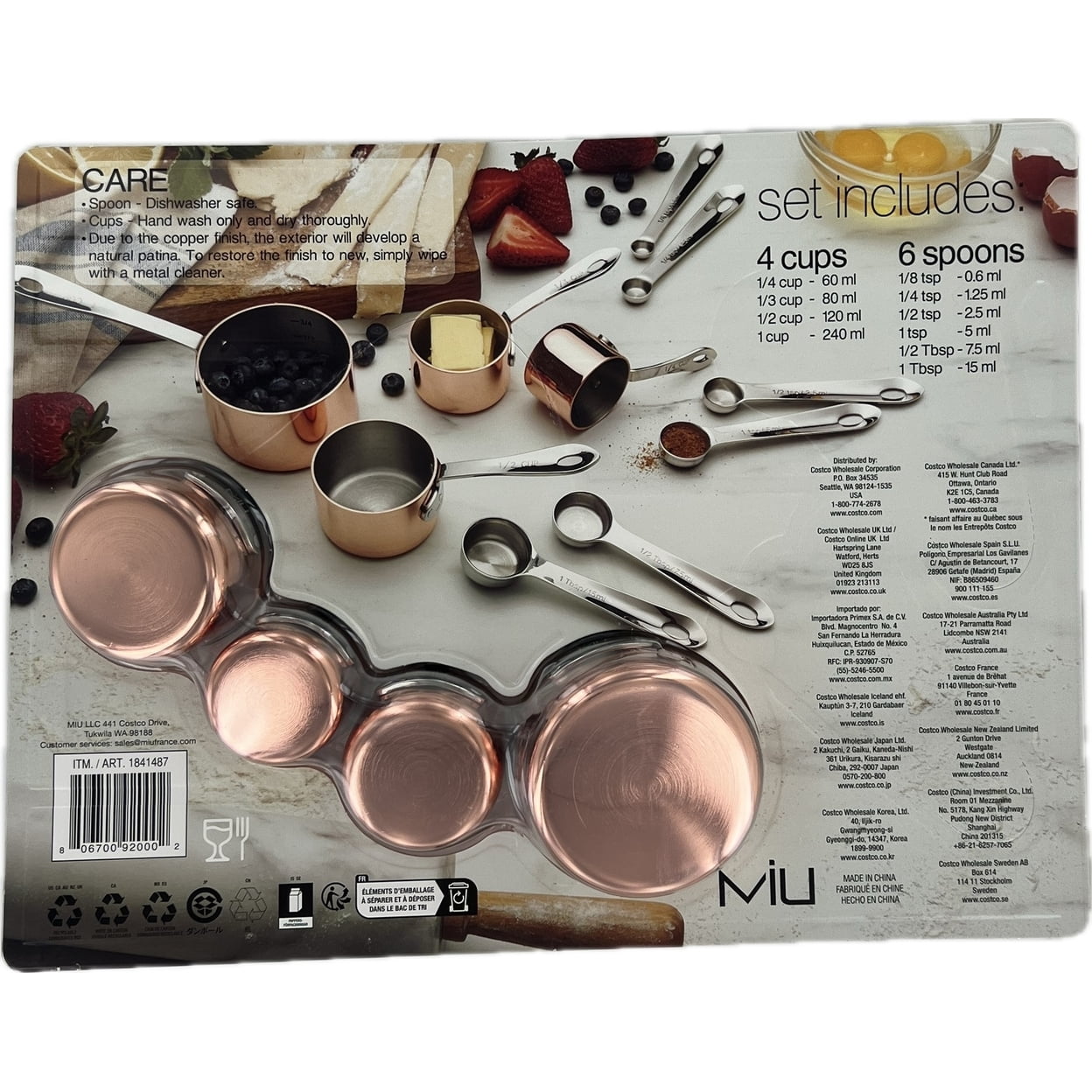 MIU Copper Plated  Stainless Steel Measuring Cups and Spoons, 10 Piece Set (new)