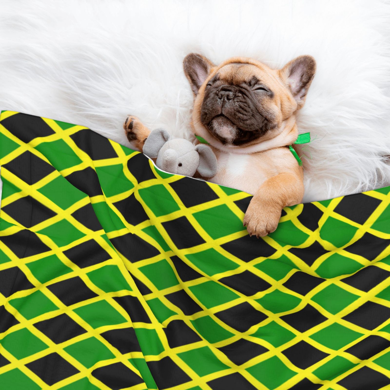 Jamaican Flag Stripe Dog Blanket Soft Warm Flannel Cat Blanket Great Pet Throw for Cats Puppy Small Medium Large Dog