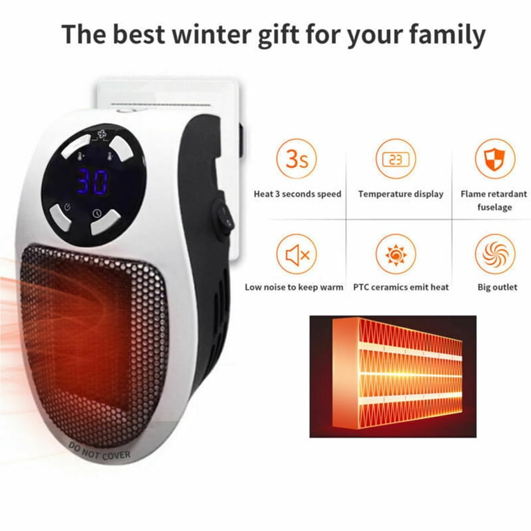 KABOER 2021 500W Ceramic Plug In Heater Fast Room Wall Outlet Indoor Quiet  Portable - Walmart.com