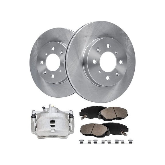 Front Brake Pad Rotor and Caliper Set - Compatible with 1996 - 2005 Honda Civic 1997 1998 1999 2000 2001 2002 2003 2004