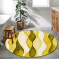 thumbnail image 3 of Round Rugs 3Ft, Yellow Stripes Round Area Rug Washable Indoor Throw Carpet, Retro Farmhouse Gradient Ripple Pattern Small Non Slip Circle Rug for Bedroom Living Room Home Decor Aesthetic, 3 of 8
