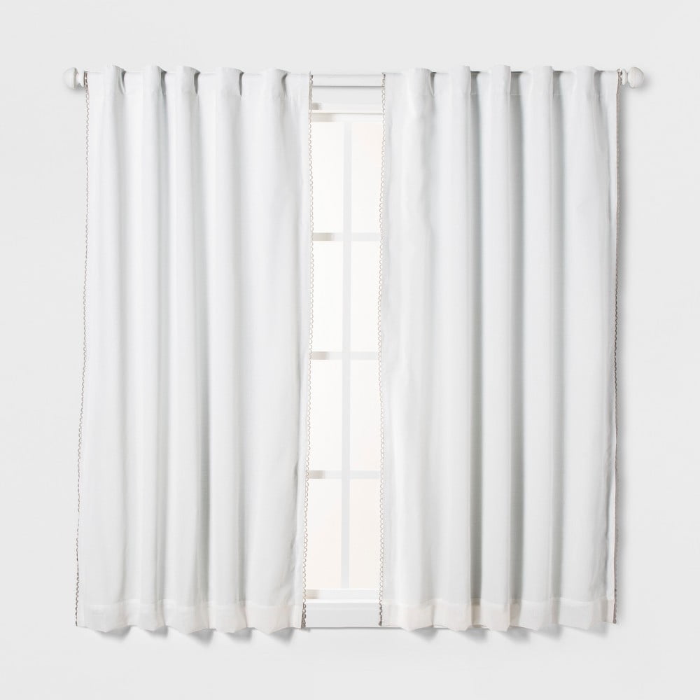 2 Pillowfort 99.9% Blackout Curtain Panel White With Multi Tassels 42" x 84" 