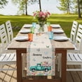 thumbnail image 4 of Table Runners 72 Inches Long Dress Scarves, Happy Easter Farmhouse Kitchen Table Runner, Coffee Tablerunners, Spring Farmhouse Green Truck Eggs Bunny 14x72 Inch, 4 of 9
