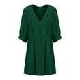 thumbnail image 5 of Kaemgyyd Casual Dress for Women V Neck 3/4 Sleeve Soft Loose Short Mini Beach Dress A-Line Flowy Vaction Outfit, 5 of 7