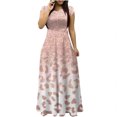 thumbnail image 2 of Robes pour Femmes 2024 Été Oversize Col Rond Manches Courtes Imprimé Quotidien Décontracté Vintage Bohème Maxi Robe 50 % de Réduction Liquidation!, 2 of 5
