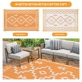 thumbnail image 7 of SUNDEREY 5’X8’Outdoor Rugs Waterproof Plastic Straw Mat,5X8ft Reversible Outdoor Camping Rug for RV Patio Deck Beach Pool Balcony Picnic,Orange & White, 7 of 7