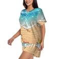 thumbnail image 3 of Womens Pajama Sets With Pocket, Tropical Beach With Starfish Lounge Sets Short Sleeve Sleepwear PJ Sets for Women, 3 of 6