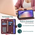 thumbnail image 4 of Compatible with Galaxy A54 5G Wallet Case, Premium PU Leather Zipper Folio RFID Blocking with Card Slot Wrist Strap Magnetic Closure Kickstand Protective Phone Case for A54 (Wine Red), 4 of 6