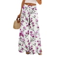 thumbnail image 2 of Womens Pants Pockets Boho Printed Elastic Waist Wide Leg Palazzo Pants for Women Work Beach Vacation Clothes Purple Pink M, 2 of 8