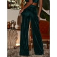 thumbnail image 2 of KelaJuan Women Wide Leg Pants Solid Color Casual Loose Velvet Trousers with Pockets for Work Office Streetwear, 2 of 6