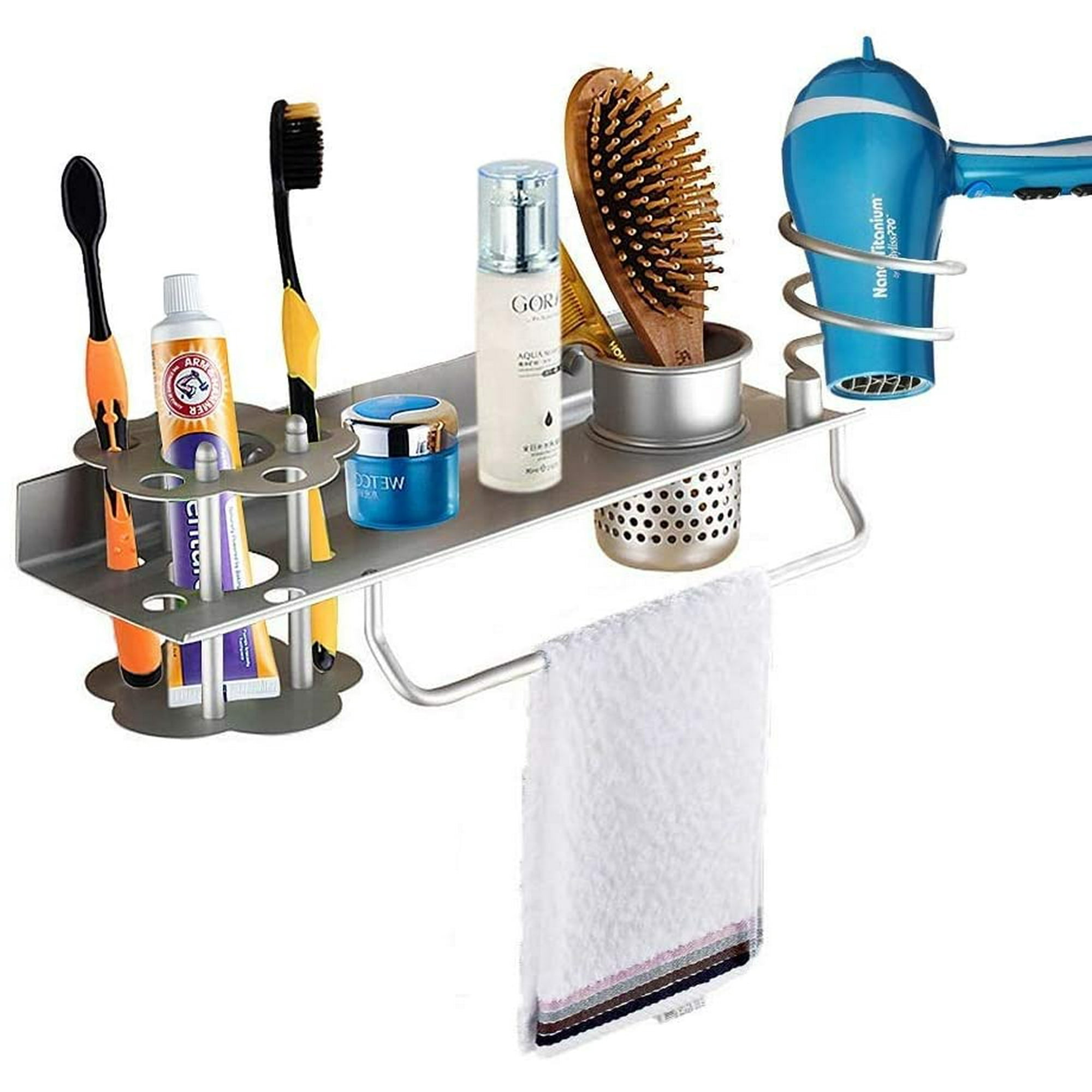 Hair Dryer Holder Wall Mount, Towel Toothbrush Toothpaste Perfume Comb  Organizer | Walmart Canada