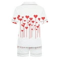 thumbnail image 6 of yoeyez Womens Pajama Silk Satin Pajamas Set Love Heart Printed Sleepwear 2 Piece Sets Button Down Short Sleeve Tops and Shorts Pjs Set Loungewear White M, 6 of 6