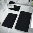 thumbnail image 5 of Dianli Bathroom Rug Set 4 Piece Foam Bath Mat Non Slip Latex Bottom Soft Absorbent Washable Bathroom Mats Toilet Rugs Plush Thick Universal Carpet Easy Dry Complete Set Dark Color, 5 of 9
