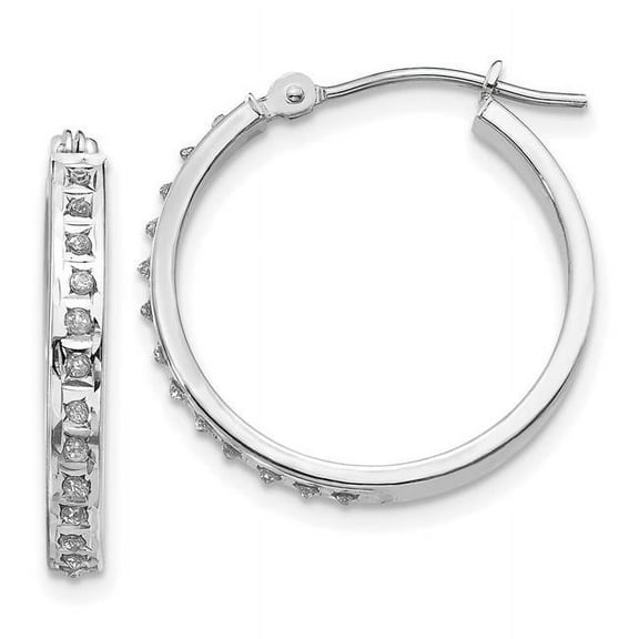 14k White Gold Round Hinged Hoop Earrings