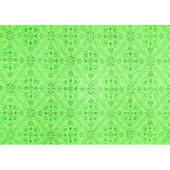 Ahgly Company Indoor Rectangle Abstract Green Contemporary Area Rugs, 7' x 10'