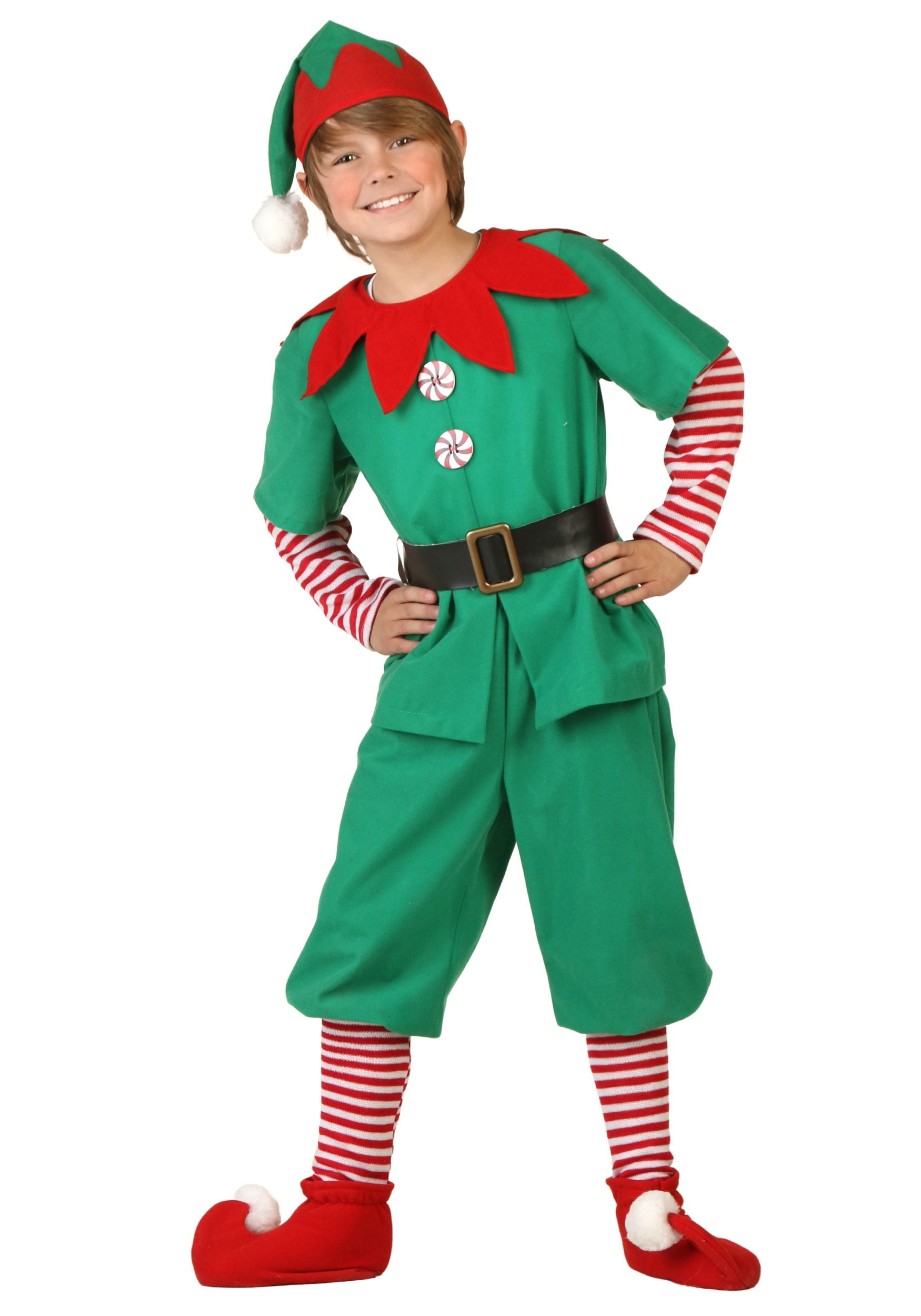 Kids Christmas All in one Helper Fancy Dress Elf costume Boys or girls with hat 