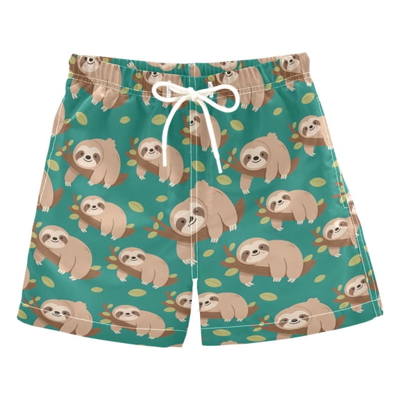 joogoo Boy Swim Trunks Sloth on Tree Branch Bathing Beach Board Shorts M