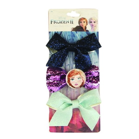 Disney Frozen 2 Anna Glitter Hair Bow Clips, 3 pack