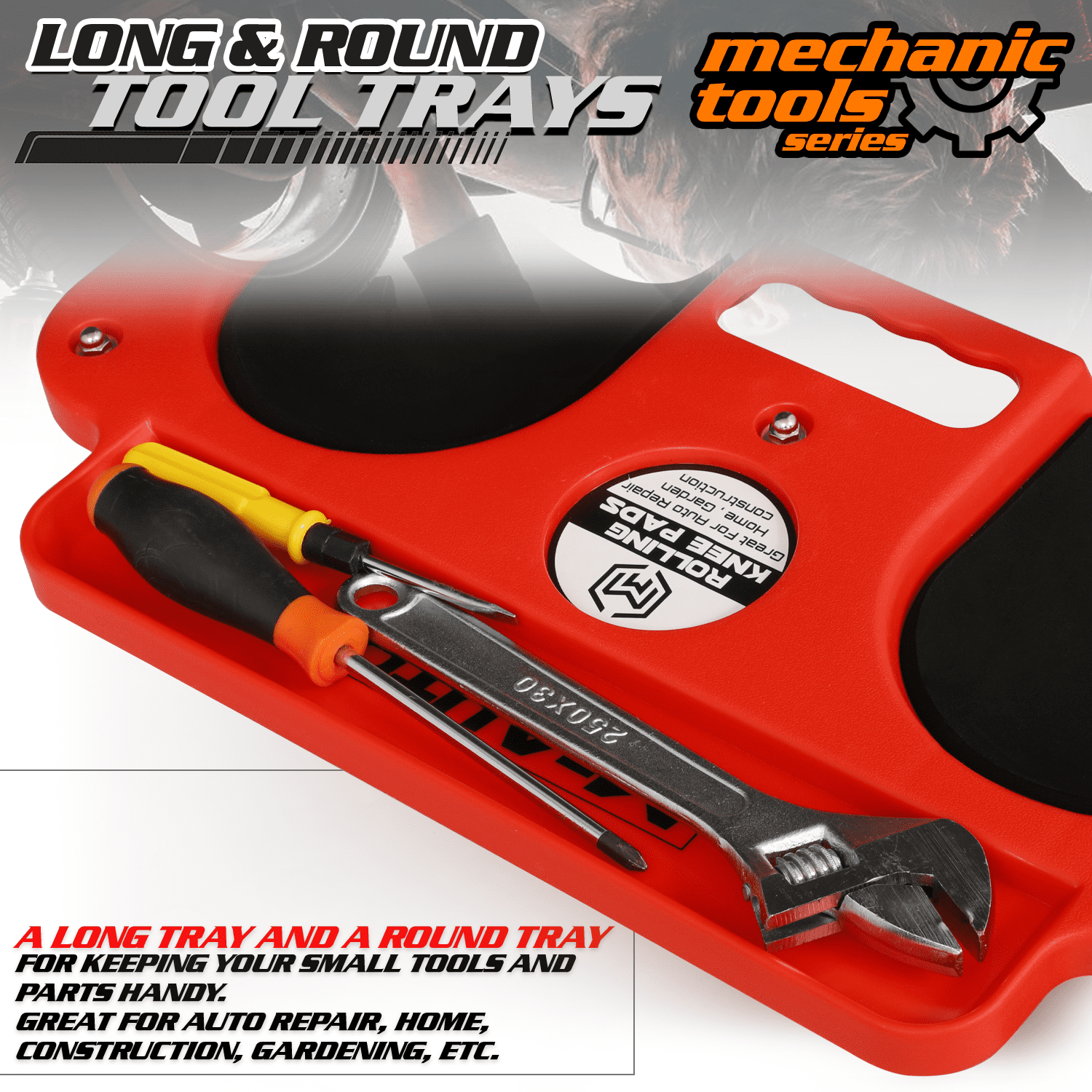 M-AUTO Rolling Knee Creeper, Convenient and Labor-saving Universal Wheel To Move Woodworking Kneeling Pad, 200 lbs Capacity - Red