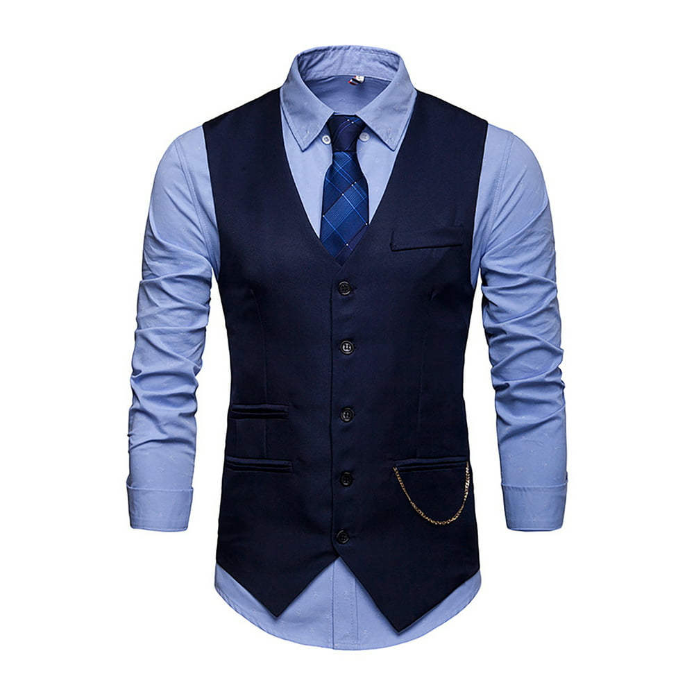 UKAP - Mens Business Slim Fit Suit Vest Dress Adults Button Closure ...