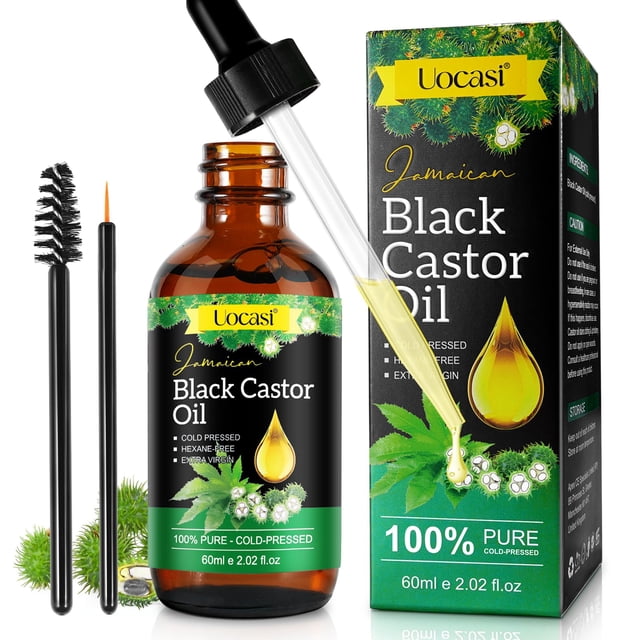Aceite de ricino Uocasi 100% puro, orgánico, prensado en frío, 60 ml