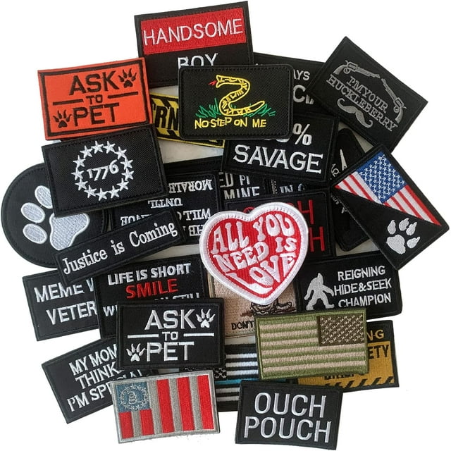LAICAIW 10 Pcs Random Tactical Morale Patch Bundle, Full Embroidery Tactical Patch Set, Funny Military Hook and Loop Patch for Caps, Backpacks, Clothes, Vest, Military Uniforms, Tactical Gears Etc