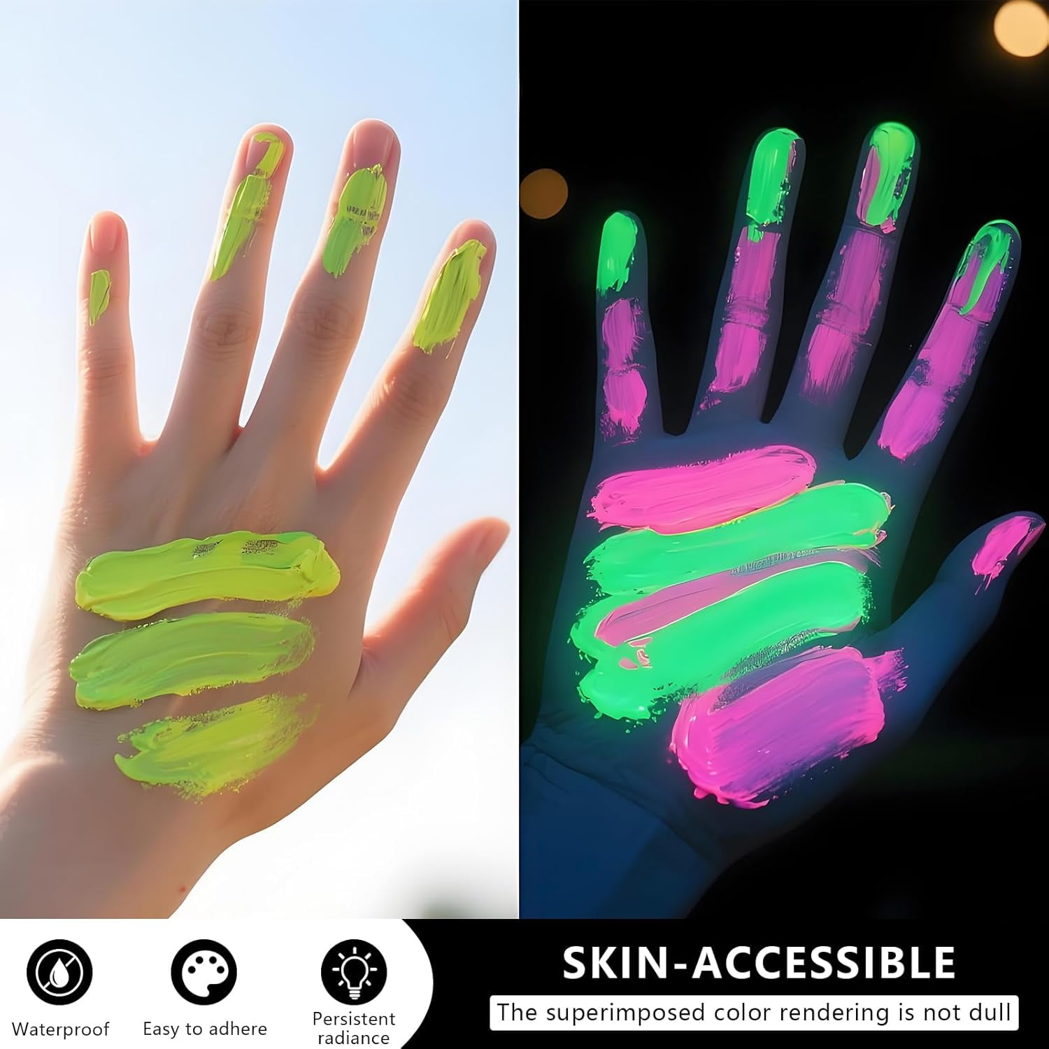 Glow in The Dark Paint, Bright Colors 120ml/4oz Blacklight Paint's, White (Glows Blue) Craft Paints, Acrylic Glow Fluorescent Paint Perfect for Art Painting (White (Glows Blue),4 Fl Oz)