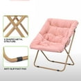 thumbnail image 6 of XPOPR Folding Saucer Chair with Ottoman for Adults Comfy Lounge Reading Seat Accent Chair Faux Fur Lazy Seating with Thick Padded Metal Frame for Bedroom Living Room Small Space Pink, 6 of 9