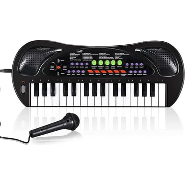 HAOTUTOYS Kids Keyboard Piano, 32 Keys Portable Piano Early Learning Educational Electronic Music Keyboard Instrument Toys for 3 4 5 6 Year Old Boys and Girls (Black)