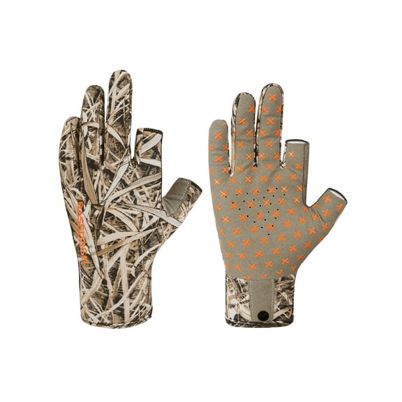 BASSDASH Unisex Fingerless Camo Hunting Gloves for Men's Women's Early Season Warm Weather UPF 50 Lightweight Fishing Photography HG04