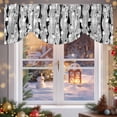 thumbnail image 6 of Christmas Winter Snowman Tie Up Valances Curtain, Snowflakes Black Gray Striped Adjustable Rod Pocket Short Window Treatment Tie Up Curtains Valances for Kitchen Living Room Bathroom 60x18 Inches, 6 of 9