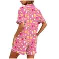 thumbnail image 4 of Enjoytime Cute Pajama Sets for Women Print Comfy 2 Piece Sleepwear Short Sleeve Button Down Shirts with Shorts Loungewear Set, 4 of 7