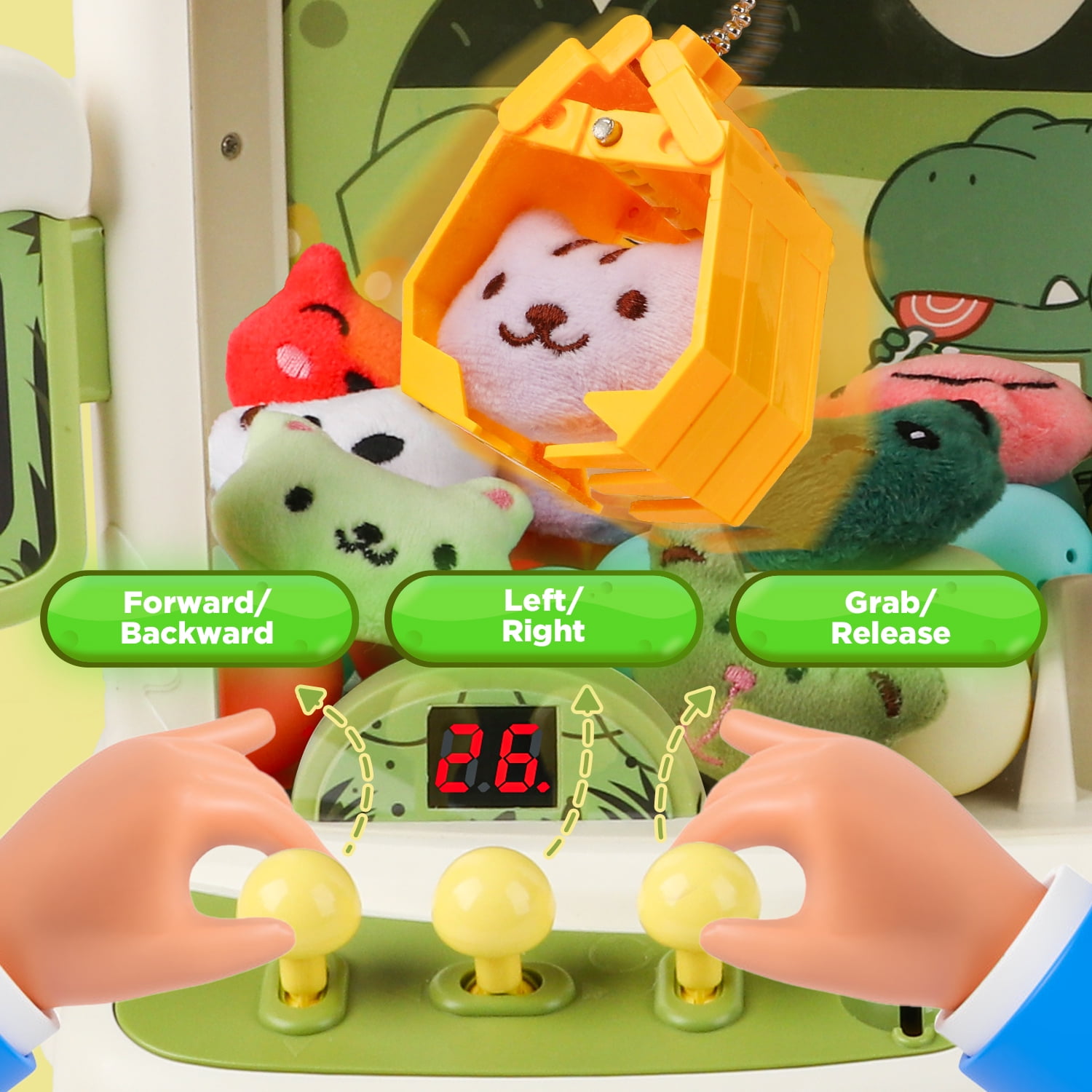 Carsky Dinosaur Toys Claw Machine, Arcade Game Doll Vending Toys, Birthday Party Supplies Dinosaur Christmas Gift