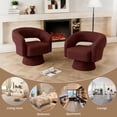 thumbnail image 6 of CRERIYO 360° Swivel Barrel Accent Chair Set of 1, Oversized Soft Chenille Armchair for Living Room and Bedroom, Red, 6 of 14