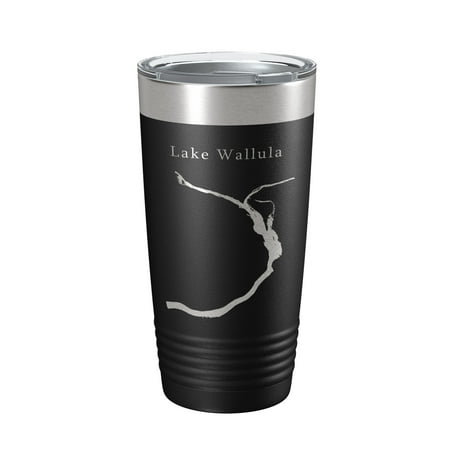 

Lake Wallula Map Tumbler Travel Mug Insulated Laser Engraved Coffee Cup Oregon 20 oz Black
