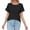 black, variant on Women's Round Neck Petal Sleeve Patchwork Solid Color T-shirt Loose Top