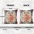 thumbnail image 4 of Boho Pillow Covers 18x18 Inch Set of 2 Blue Orange Throw Pillows Vintage Ethnic Bohemian Coral Floral Print Decorative Pillowcase Farmhouse Linen Cushion Cover for Home Sofa Bedroom, 4 of 6