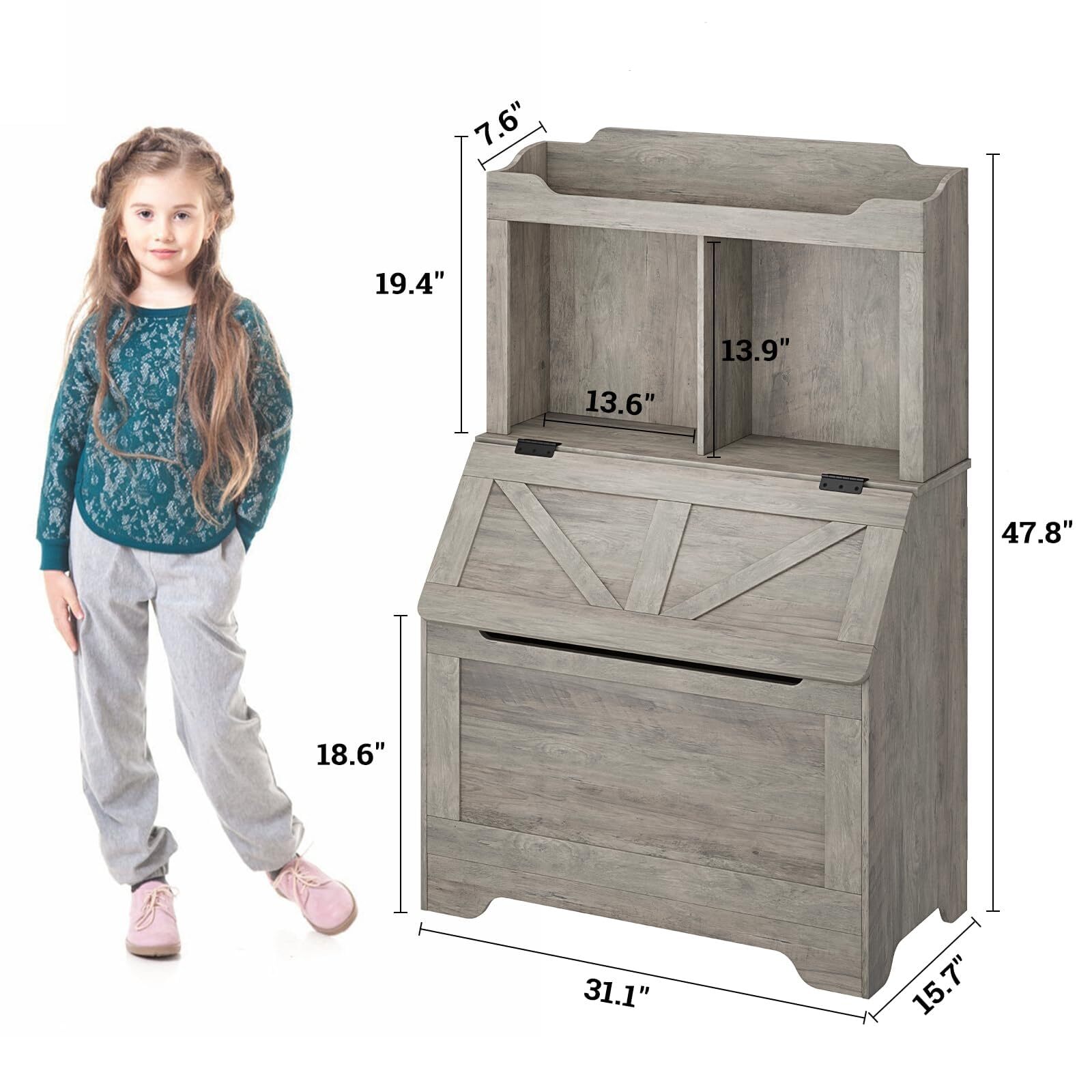 47.8''H Children Bookcase Children's Bookshelf w/Toy Storage Cabinet for Boys/Girls Toy Storage Organizer for Kids Large Wooden Toy Box Chest with Lid for Kindergarten