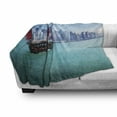 thumbnail image 3 of Ocean Soft Flannel Fleece Blanket, Hong Kong Harbour Small Traditional Junk Boat with Flags Buildings Skyline and Sea, Cozy Plush for Indoor and Outdoor Use, 60" x 80", Blue Aqua Red, by Ambesonne, 3 of 6