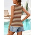 thumbnail image 4 of Merokeety Womens Summer Striped V Neck Button Down Casual Tank Top Brown m, 4 of 6