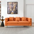 thumbnail image 2 of 3 Seater Sectional Sofa, 81 Inch Oversized Sectional Sofa with Deep Seating, 3 Pillows and Metal Legs, Upholstered Tufted Comfort Fabric Sofa for Living Room Home Bedroom Office, Orange Teddy, 2 of 9