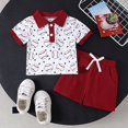 thumbnail image 2 of TAIAOJING Toddler Boy Baseball Style Full Print Shirt Tops + Solid Color Shorts Suit Outfits Sets Breathable 2-3Y, 2 of 9