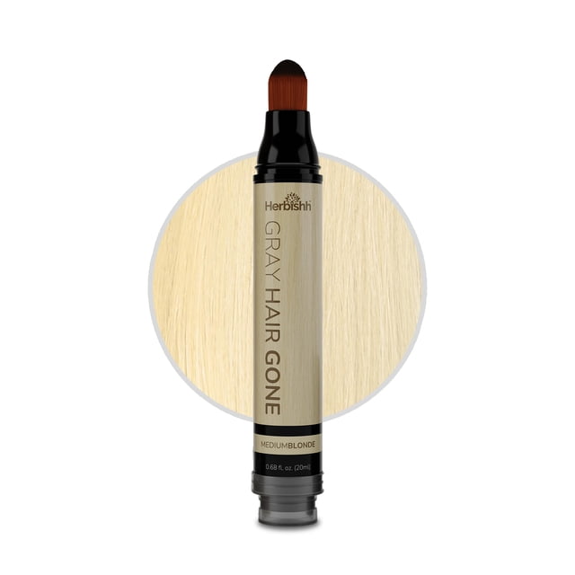 Herbishh Hair Root Touch-up Pen, Instant Gray Coverage & Hair Loss Cover up, Concealer for Thin Hairlines, Water Resistant & Semi Permanent Smudge Proof Hair Color, Washable, Medium Blonde 0.68 fl. Oz