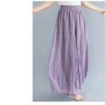 thumbnail image 6 of Charella Womens Linen Pants Lightweight Wide Leg Elastic Waist Casual Loose Comfy Trousers with Pockets (Free Size, Purple), 6 of 8