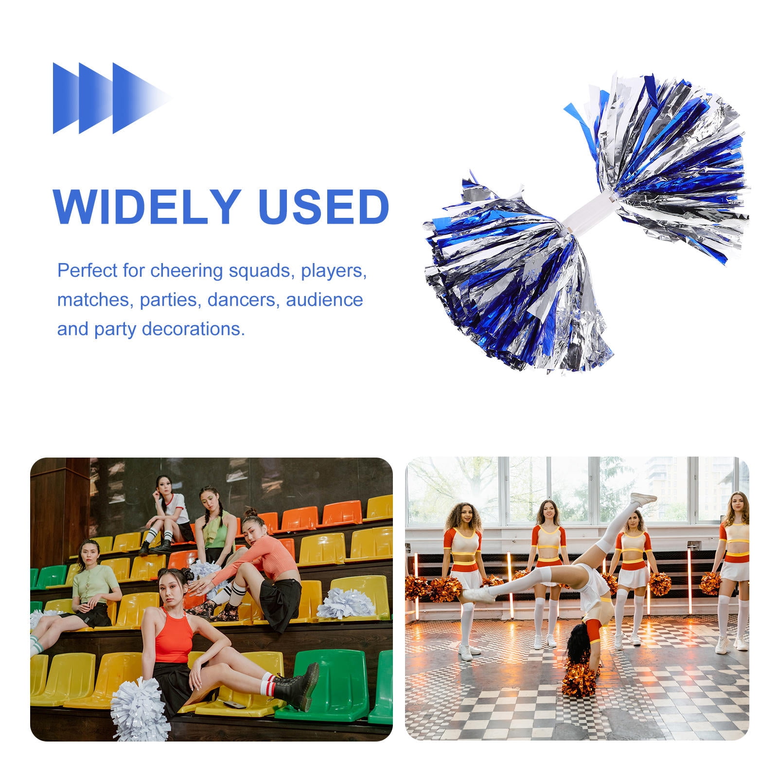 YUNLIGHTS 4-Pack Cheerleading Pom Poms, Reusable PE Material Performance Props for Dance &