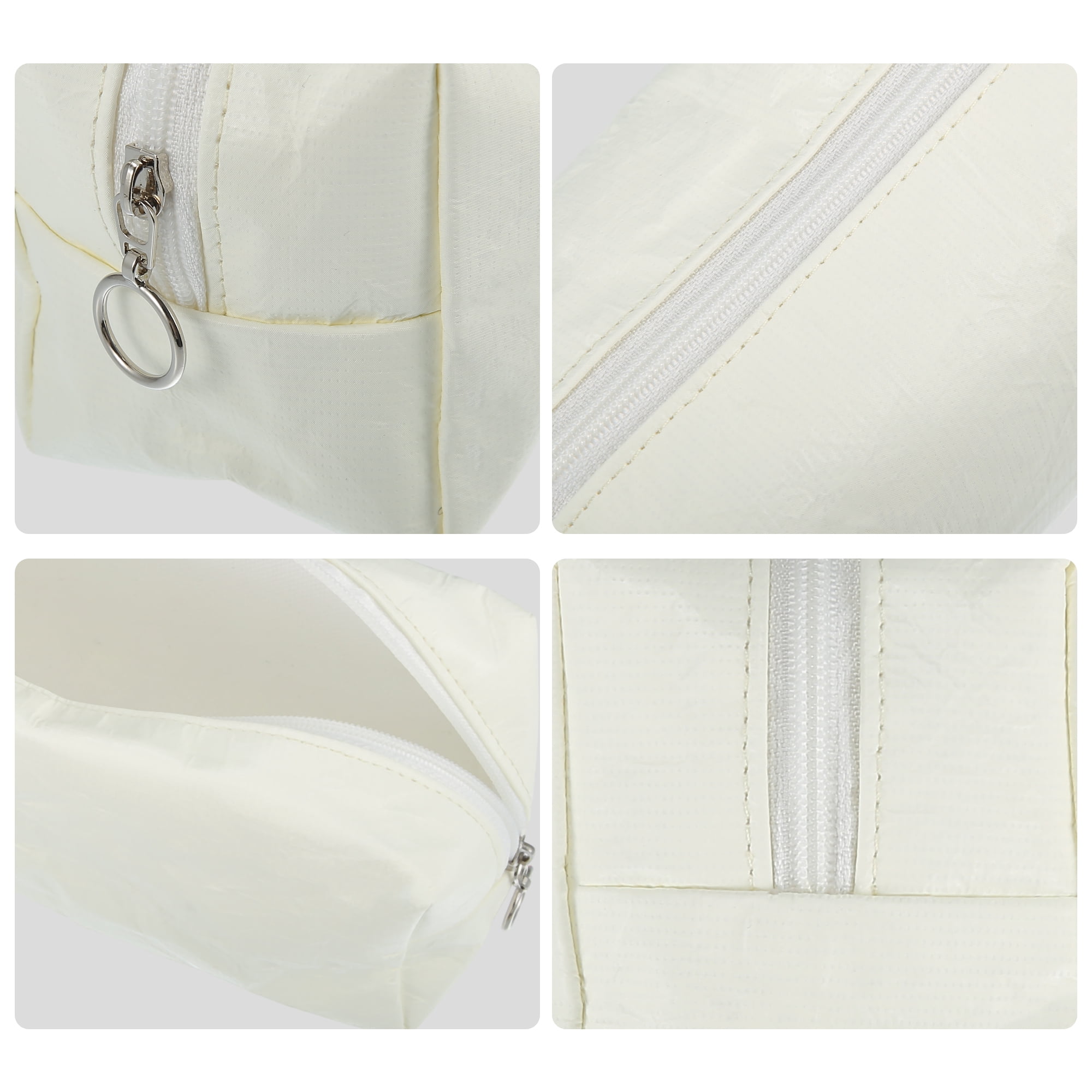 Unique Bargains Floral Makeup Bag Zipper Flower Cosmetic Pouch White