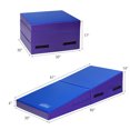thumbnail image 2 of Patiojoy Folding Incline Gymnastics Mat Cheese Wedge Shape Tumbling Mat for Training & Exercising W/Handles Blue, 2 of 10