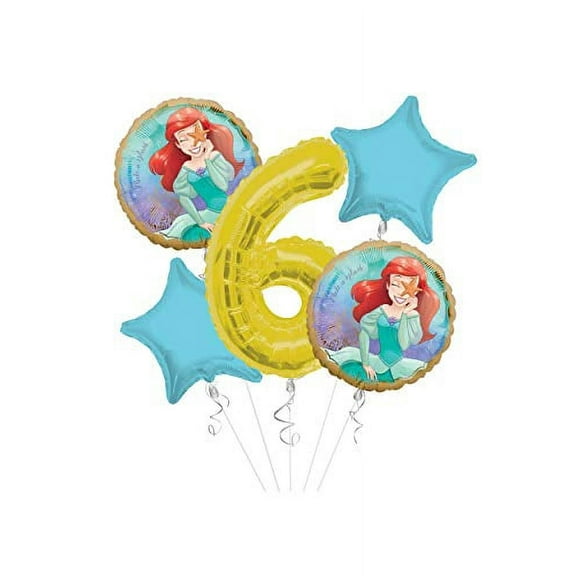 Anagram/Kaleidoscope Princess Little Mermaid (Ariel) Once Upon A Time Happy Birthday Balloon Bouquet 5 pc, 6th Birthday, | Viva Party Balloon Collection